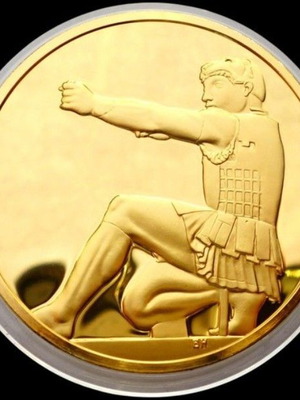 Heracles gold-plated proof medal 24K like new, Ancient Greece