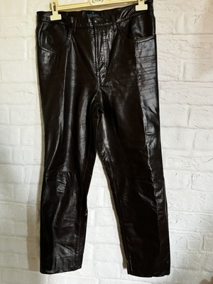Trussardi leather pants like new, brown, with lining, sizes L and XL