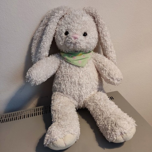 Rabbit plush toy with green scarf 35cm TCM like new