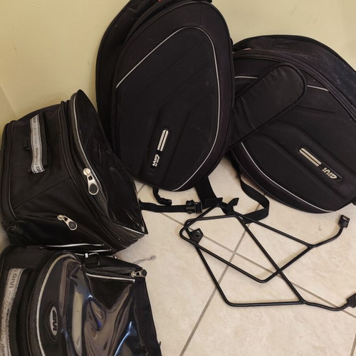 GIVI soft set motorcycle luggage with straps and mounts