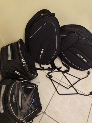 GIVI soft set motorcycle luggage with straps and mounts