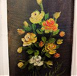  2 μικροί πίνακες ζωγραφικής με θέμα λουλούδια