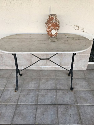 Balcony table used with marble top and iron legs