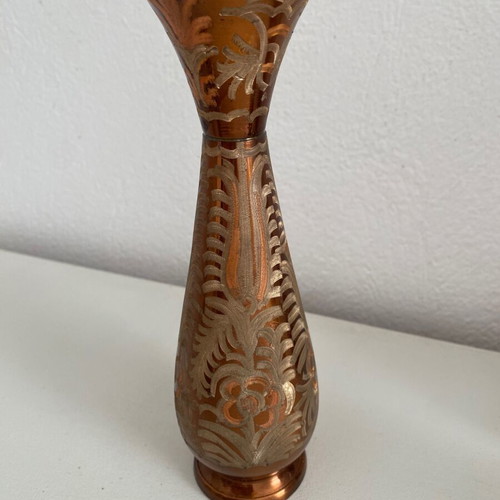 Carved copper vase handmade, used
