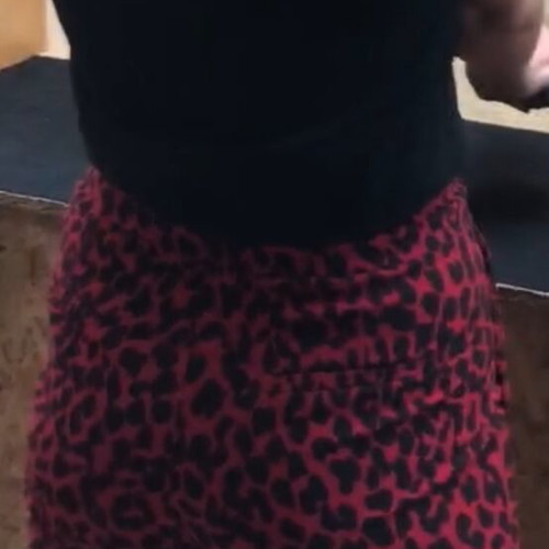Zara red animal print fitted pants like new, size XS