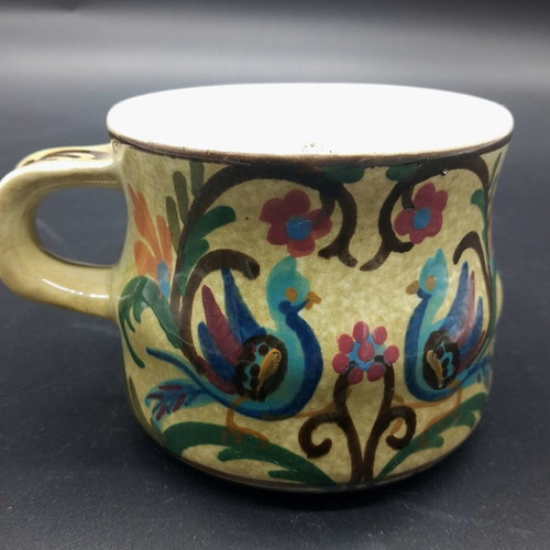 Vintage Keramikos Ceramic Cup used, hand painted with traditional motifs