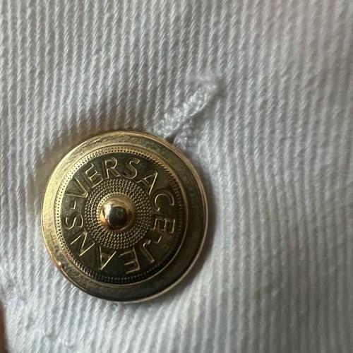 Versace Jeans Cropped Jacket Women’s Size S White with Gold Details New