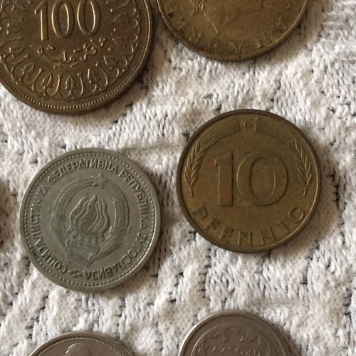 Various old coins used, vintage