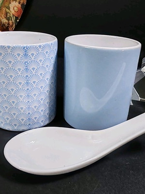 Japanese Yunomi Asanoha Tea Cup new with porcelain spoon