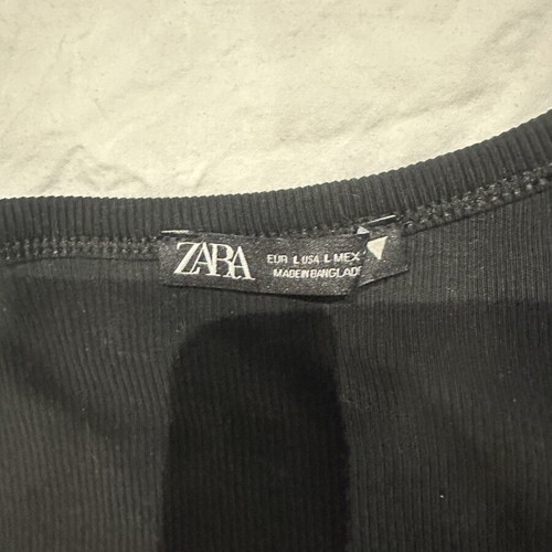 Zara black ribbed sleeveless crop top with crew neck