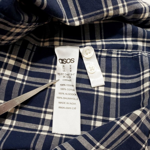 ASOS Cotton Men's Checked Shirt with Cut Collar, Size M