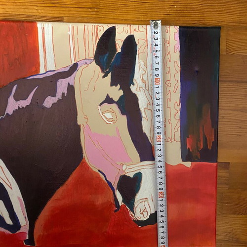Handmade acrylic painting horse used 40x40 cm