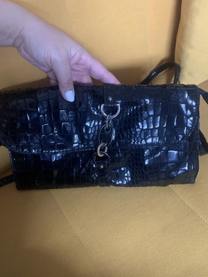 Black Croco Envelope Bag crossbody like new, patent leather