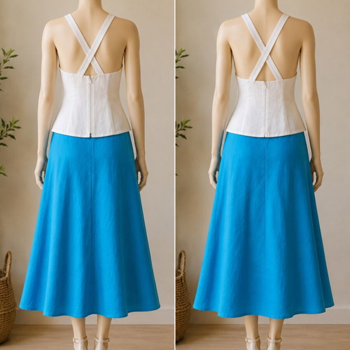 Vintage set Absolute by Sorotos linen top and turquoise skirt like new