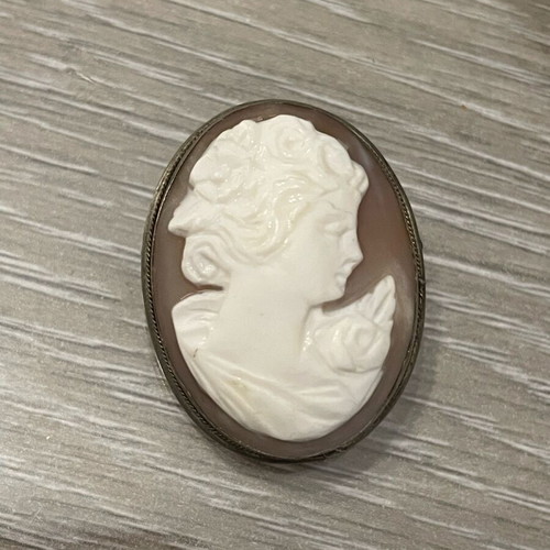 Cameo brooch pendant silver 800 used vintage