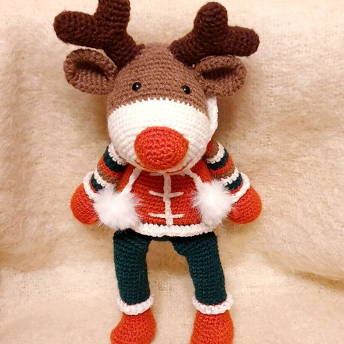 Amigurumi Reindeer Doll Handcrafted Knitted New