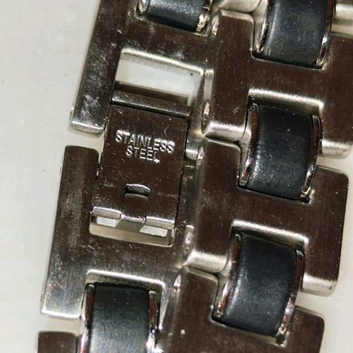 Unisex stainless steel bracelet-cuff like new, black and silver