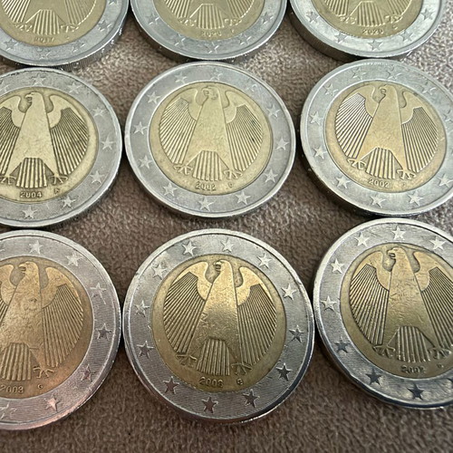 Germany Euro Coin Collection used, 48 pieces 2, 1 and 0.50 euro