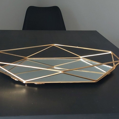 Decorative tray with mirror new, gold-plated, wedding use