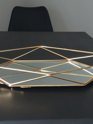 Decorative tray with mirror new, gold-plated, wedding use