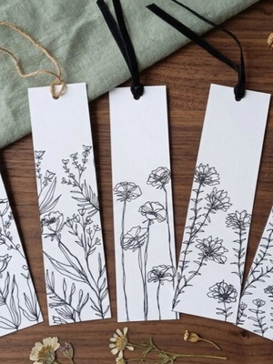 Σετ χειροποίητων σελιδοδεικτών Botanical Line Art ολοκαίνουργιο, πακέτο 5