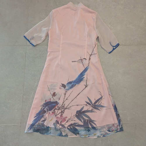 Romantic Pink Asian-Inspired Chiffon Dress Size S like new