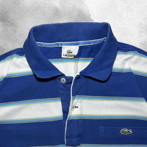 Lacoste Striped Polo Shirt Like New, Blue and White
