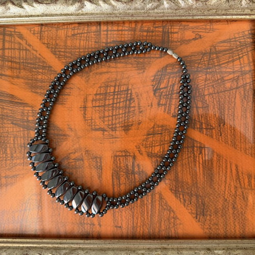 Hematite choker vintage handmade necklace 47 cm