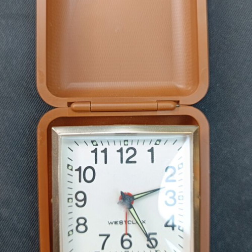 Westclox travel alarm clock used, analog, tabletop