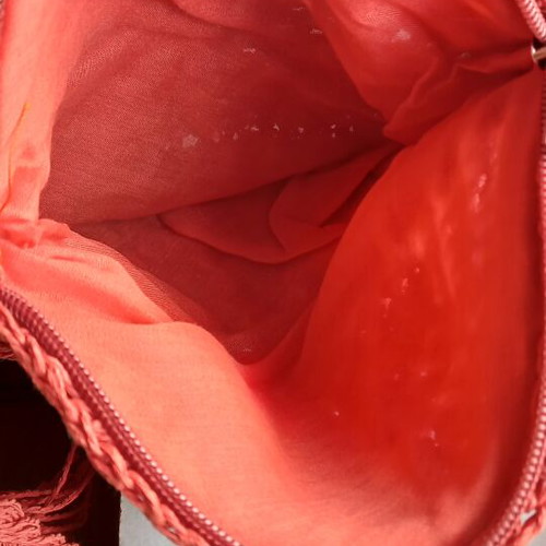 Boho τσαντάκι από ψάθα σαν καινούργιο, κόκκινο
