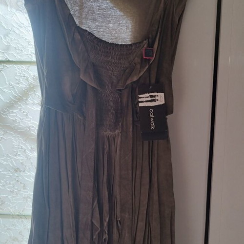 Catwalk boho dress L 40, khaki beige