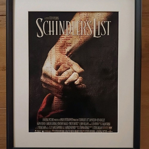 Schindler's List movie poster new in frame with mat 40x50cm