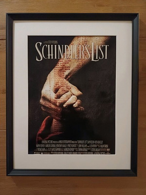 Schindler's List movie poster new in frame with mat 40x50cm