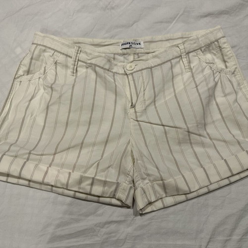 AGGRESSIVE striped white/beige shorts size M