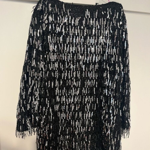 Zara mini dress like new, black with silver sequins, size XXL