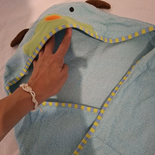 Skip Hop Zoo Hooded Towel used, cotton, dog design, 80x80 cm
