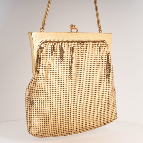 Vintage Gold-Tone Metal Mesh Evening Bag used