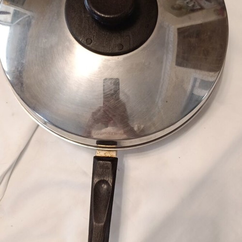 Vintage Stainless Steel Frying Pan 23cm with AMC Visiotherm Lid like new