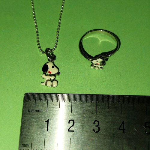 Children's silver 925 Snoopy chain and ring like new