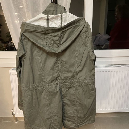 Indigo 3/4 jacket like new with buttons and hood, size L
