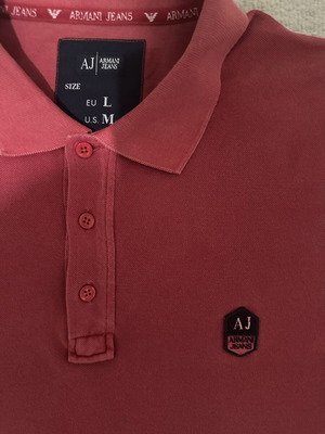 Armani Jeans Washed Red Polo Shirt like new, vintage style