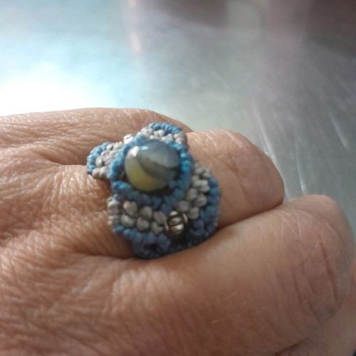 Macrame ring made to order, blue
