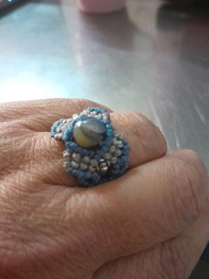 Macrame ring made to order, blue