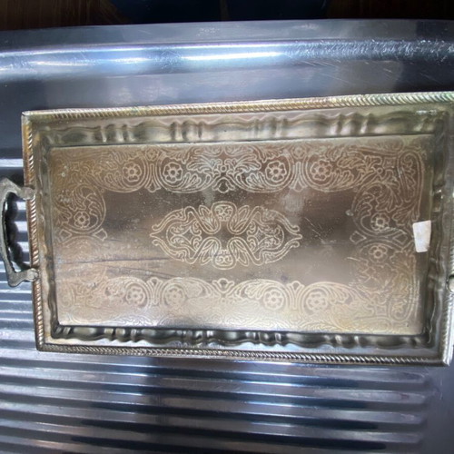 Doukas Silver Ware Co Vintage Silver Tray used, 32x19 cm