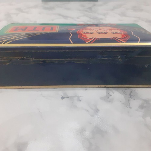 Vintage U.T.M. metal box used, French 1960s lighter stones
