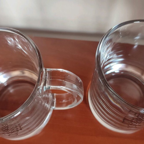 Glass mugs new, set of 2 pieces