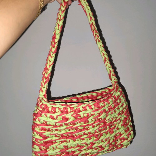 Crochet shoulder bag made of maco yarn new