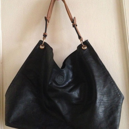 Hobo bag with brown strap used, black