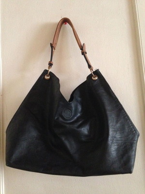 Hobo bag with brown strap used, black