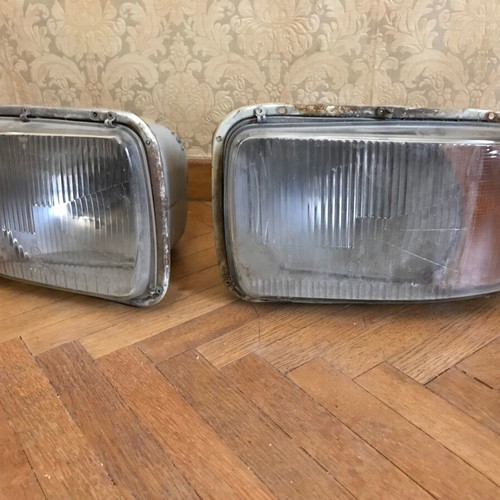 Front headlights vintage car used, pair, antique